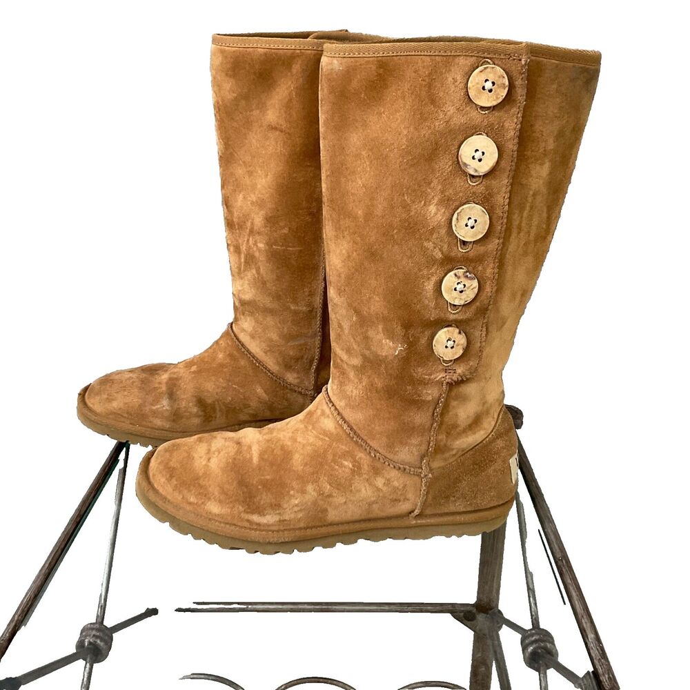 UGG  Australia Eva Suede Leather Button Boots women’s size 7 M - Mid-Calf